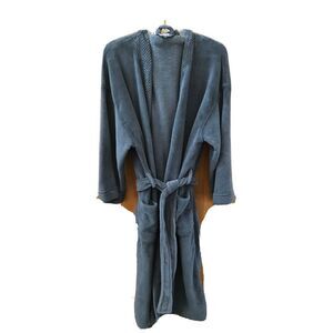 ULTA Gray Bath Robe One Size Open Front Tie Waist Pockets Long